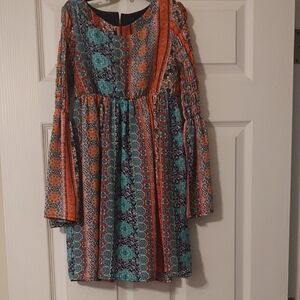 Speechless Kids Dress - Orange and Blue Patterned